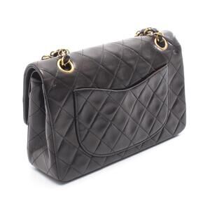 Chanel Bag Sheepskin Double Black Matelasse Shoulder Lambskin Flap Black